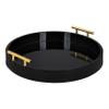 Kate And Laurel Lipton Modern Round Tray, 18" Diameter, Black and Gold, Decorative Accent Tray for Storage and Display view 1