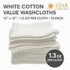 Marquis Mills 12 Inch x 12 Inch White Cotton Value Washcloths - Reusable Lt Weight Thin Cloth Rags - Bath/Exfoliating/Kitchen/Garage - Set of 12 view 2