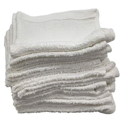 Marquis Mills 12 Inch x 12 Inch White Cotton Value Washcloths - Reusable Lt Weight Thin Cloth Rags - Bath/Exfoliating/Kitchen/Garage - Set of 48
