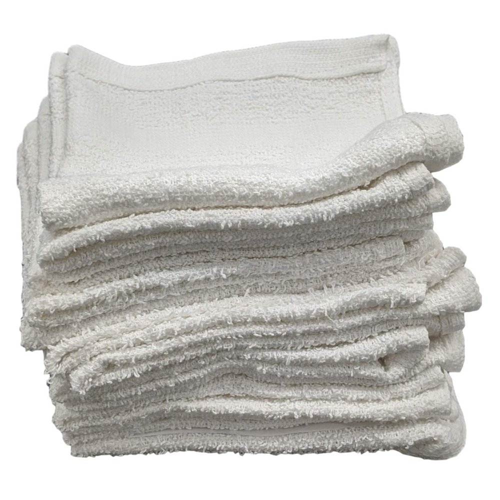Marquis Mills 12 Inch x 12 Inch White Cotton Value Washcloths - Reusable Lt Weight Thin Cloth Rags - Bath/Exfoliating/Kitchen/Garage - Set of 36