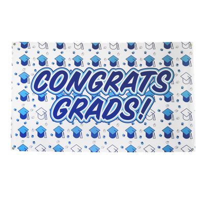 Congrats Grad! Graduation Banner 3ft x 5ft Polyester Banner for Indoor/Outdoor Use