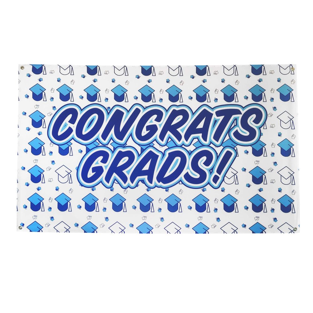 Congrats Grad! Graduation Banner 3ft x 5ft Polyester Banner for Indoor/Outdoor Use