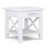 SIMPLIHOME Kitchener End Table - 21 inch Wide Solid Wood Square Accent Table with Drawer and Open Shelf in White, Contemporary Nightstand or Lamp Stand with X-Design for Living Room or Bedroom view 1