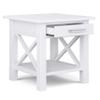 SIMPLIHOME Kitchener End Table - 21 inch Wide Solid Wood Square Accent Table with Drawer and Open Shelf in White, Contemporary Nightstand or Lamp Stand with X-Design for Living Room or Bedroom view 4