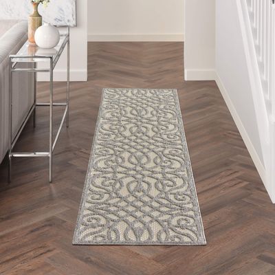 Nourison Home Palamos Cream Grey 2'2" x 7'6" Area Rug - Easy Clean, Non Shedding, Bed Room, Living Room, Dining Room, Kitchen (8' Runner)