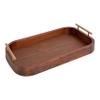Kate and Laurel Lipton Mid-Century Rectangle Wood Tray, 10" x 18, Walnut Brown and Gold, Decorative Accent with Rounded Edges view 1