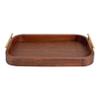Kate and Laurel Lipton Mid-Century Rectangle Wood Tray, 10" x 18, Walnut Brown and Gold, Decorative Accent with Rounded Edges view 2