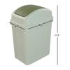 Asking 1.8 Gallon Small Trash Can with Swing-top Lid, Plastic Garbage Bin, Green view 3
