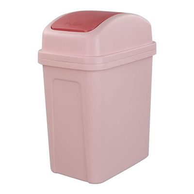 Asking 1.8 Gallon Small Trash Can with Swing-top Lid, Plastic Garbage Bin, Pink