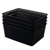 Asking 4-Pack Plastic Weave Storage Basket, Black Plastic Storage Baskets Organizing view 1