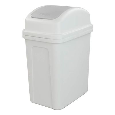 Asking 1.8 Gallon Small Trash Can with Swing-top Lid, Plastic Garbage Bin, Grey
