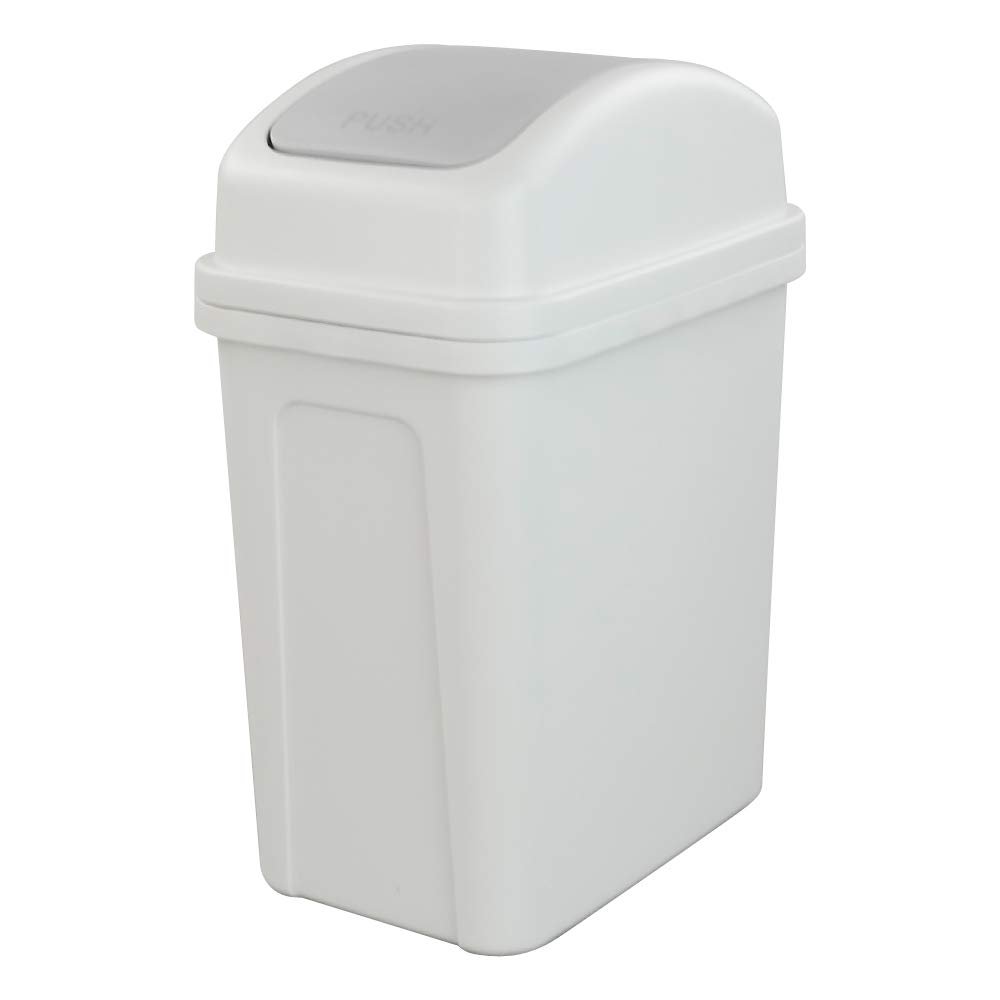 Asking 1.8 Gallon Small Trash Can with Swing-top Lid, Plastic Garbage Bin, Grey
