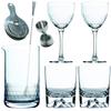 Amehla Cocktail Mixing Glass Bar Starter Kit: 8 Piece Mixology Bar Set with Bar Tools and Glasses - Home Bartending Kit with 2 Mountain Whiskey and 2 Honeycomb Nick and Nora Drinking Glasses view 1