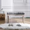 Kmax Tufted Entryway Bench, Upholstered Rustic Ottoman Bench, 31.5" x 15.75" x 15.7" Gray view 3