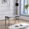 Kmax Tufted Entryway Bench, Upholstered Rustic Ottoman Bench, 31.5" x 15.75" x 15.7" Gray view 4