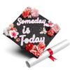 GRADWYSE Black Glitter Graduation Cap Topper with Flowers, Graduation Decorations, Class of 2025 Grad Cap Topper, Someday Is Today view 1