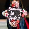 GRADWYSE Black Glitter Graduation Cap Topper with Flowers, Graduation Decorations, Class of 2025 Grad Cap Topper, Someday Is Today view 2