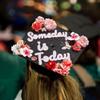 GRADWYSE Black Glitter Graduation Cap Topper with Flowers, Graduation Decorations, Class of 2025 Grad Cap Topper, Someday Is Today view 4