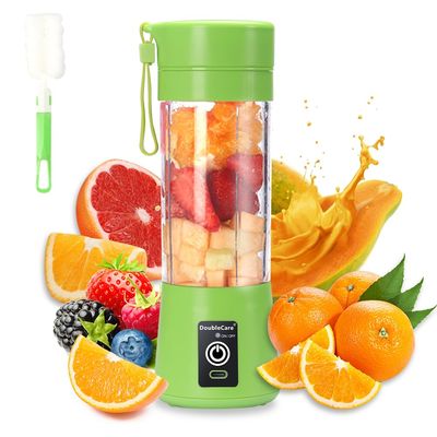 Portable Electric USB Juicer Blender Cup, Mini Blender for Shakes and Smoothies, Juice - 380ml, Six Blades, Green