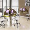 Manhattan Comfort Bradley Mid Century Modern Home Office Cubicle Section Study Desk, 2 Piece, Rustic Brown/Yellow view 2