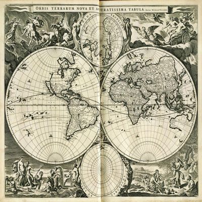 1700 Orbis Terrarum Visscher mr - Large MAP Vivid Imagery Laminated Poster Print-20 Inch by 30 Inch Laminated Poster With Bright Colors And Vivid Imagery