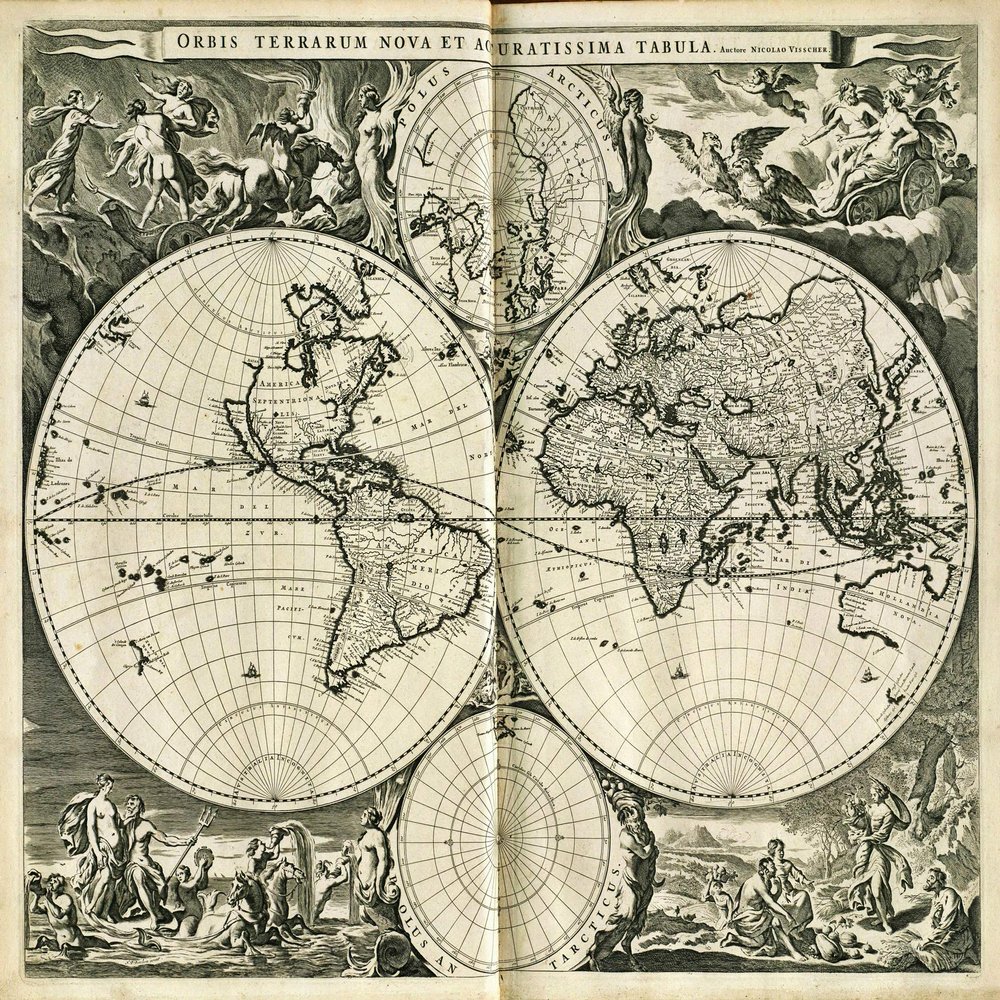 1700 Orbis Terrarum Visscher mr - Large MAP Vivid Imagery Laminated Poster Print-20 Inch by 30 Inch Laminated Poster With Bright Colors And Vivid Imagery