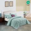 CHIXIN Botanical Cotton Quilt Queen Size - Real Stitching Leaf Pattern - Quilted Bedspread Coverlet Set, Ultra Soft, Lightweight, Reversible, 3 Piece, Light Green view 2