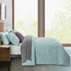 CHIXIN Botanical Cotton Quilt Queen Size - Real Stitching Leaf Pattern - Quilted Bedspread Coverlet Set, Ultra Soft, Lightweight, Reversible, 3 Piece, Light Green view 3