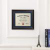 ELSKER&HOME 8.5x11 Diploma Frames with Mat,Classic Cherry Wood,8.5x11 Inch With Mat or 11x14 Inch Without Mat - For Document/Certificate Frame(Double Mat, Matte Blue with Gold Rim) view 3