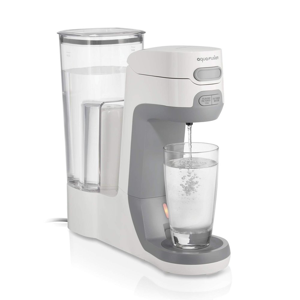 Hamilton Beach AquaFusion Electric Countertop Water Purifier & Filter, 64 oz. Pitcher, Compatible with Flavor Capsules, White (87320)