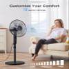 PELONIS 16" Oscillating Pedestal Stand Up Fan | Adjustable Height | Ultra Quiet DC Motor | Remote Control | 12 Speed | 12-Hour Timer | High Energy Efficiency | for Bedroom Home Office Use | Black view 2
