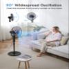 PELONIS 16" Oscillating Pedestal Stand Up Fan | Adjustable Height | Ultra Quiet DC Motor | Remote Control | 12 Speed | 12-Hour Timer | High Energy Efficiency | for Bedroom Home Office Use | Black view 4