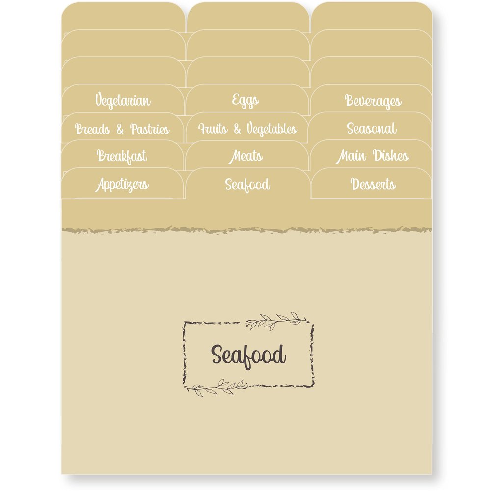 Dekali Designs 4x6 Recipe Card Dividers With Tabs | Set of 24 Recipe Box Dividers on Thick Cardstock + Cooking Measurement Conversion Chart Card