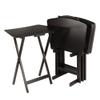 5pc Coffee Brown Contemporary Fan Shape Snack Table Set 29.75" view 1