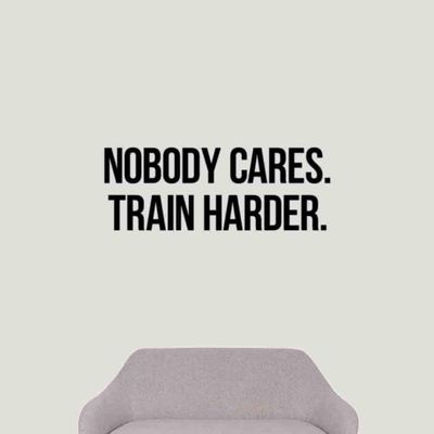 Nobody Cares Train Harder Wall Decal Vinyl Sticker Workout Motivational Quote Fitness Inspirational Saying Lettering Art Decorations for Home Sports Training Exercise Room Gym Decor fgm51