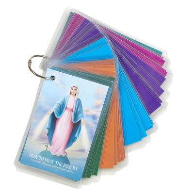 Needzo How to Pray the Rosary Laminated Catholic Prayer Cards Set for Kids, 4 1/2 Inch