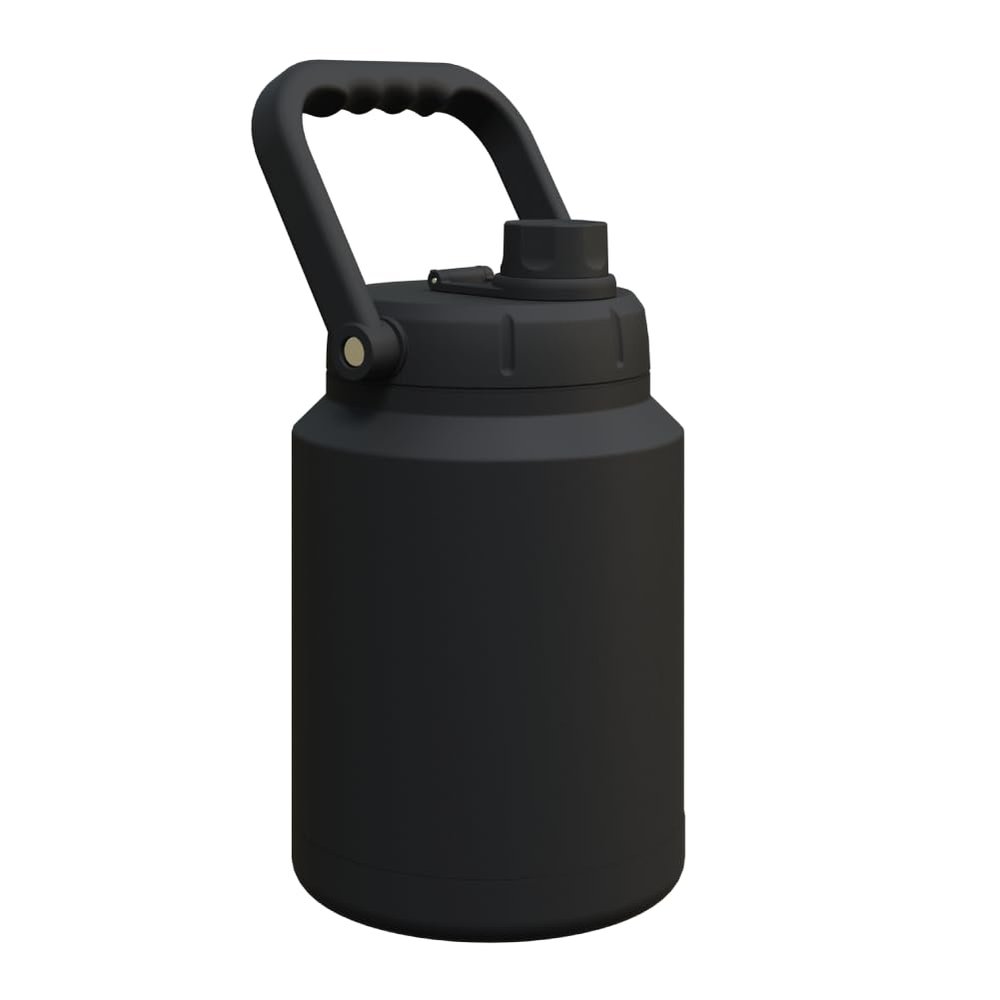 Asobu Mighty Stainless Steel Double Walled Insulated Outdoor Water Jug 68 Ounces - Half Gallon (Black)