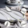 45-Piece Silverware Set with Serving Pieces, E-far Stainless Steel Hammered Flatware Eating Utensils Service for 8, Modern Tableware Cutlery Set with Square Edge, Mirror Polished, Dishwasher Safe view 4