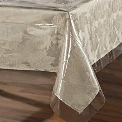 sancua Clear Plastic 100% Waterproof Tablecloth - 54 x 108 Inch - Vinyl PVC Rectangle Table Cloth Protector Oil Spill Proof Wipe Clean Table Cover for Dining Tables, Parties & Camping, Crystal Clear