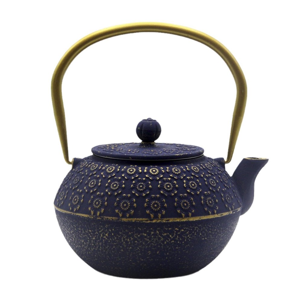 33.8oz Small Cast Iron Tea Kettle for Stovetop, Japanese Tetsubin Tea Pot Coated with Enameled Interior, Durable Cast Iron Teapot with Stainless Steel Infuser for Loose Tea and Tea Bags(1000ml)