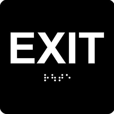 The Sign Studio 4 x 4 - Exit Sign with Raised Lettering and Braille.