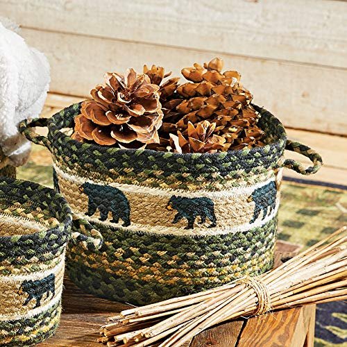 BLACK FOREST DECOR Mama Bear & Cub Braided Utility Basket - Medium