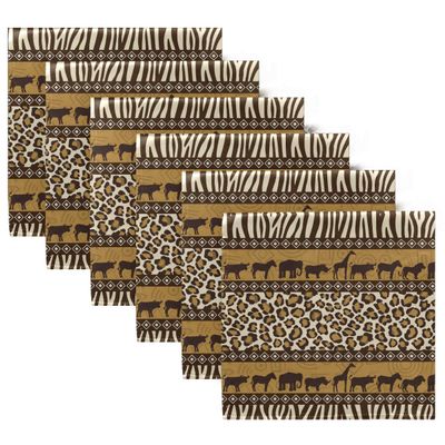 ALAZA African Animals Leopard Print Cloth Napkins Dinner Napkins Set of 6,Reusable Table Napkins Washable Polyester Fabric for Cocktail Party Holiday Wedding Home Decorative