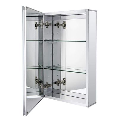 Fundin Aluminum Bathroom Medicine Cabinet with Framless Double Sided Mirror Door15 Inch x 24 Inch Recess or Surface Mount, Silver