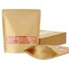 FireKylin 100 Pcs Brown Paper Bags with Window, 7.1" x 10.2" Stand Up Pouches Bags, Zipper Food Storage Bags for Packaging Products, Reusable, Sealable view 1