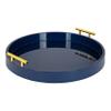 Kate and Laurel Lipton Modern Round Tray, 18" Diameter, Navy Blue and Gold, Decorative Accent Tray for Storage and Display view 1