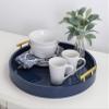 Kate and Laurel Lipton Modern Round Tray, 18" Diameter, Navy Blue and Gold, Decorative Accent Tray for Storage and Display view 4