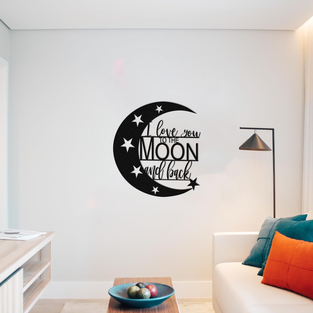 Badger Steel USA - I Love You to The Moon and Back - Metal Wall Art - 24" X 24" - Black