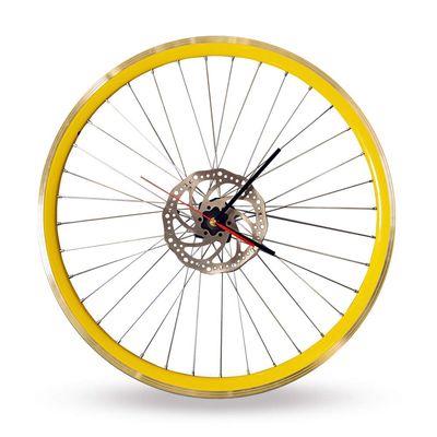 Bikes Bazaar Clock, Aluminium, Yellow, One Size