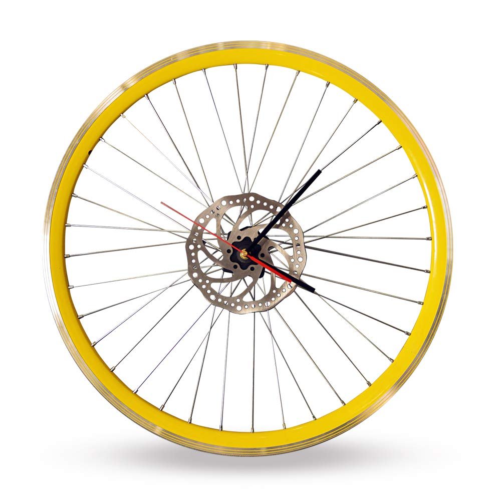 Bikes Bazaar Clock, Aluminium, Yellow, One Size